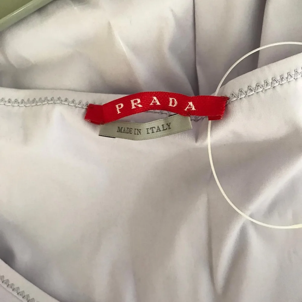 Prada Light Lavender Belted Midi Dress 2 - Picture 2 of 6